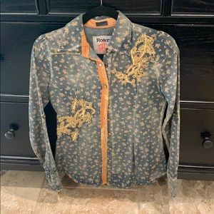 Roar brand blue‎ button up